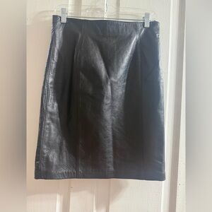 Evan Davies Vintage Black Leather Pencil Skirt